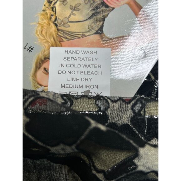 Black Tan 7-Way Scarf Poncho Top Metallic Threading  Fringe By Kokomo Unlimited - Picture 6 of 12